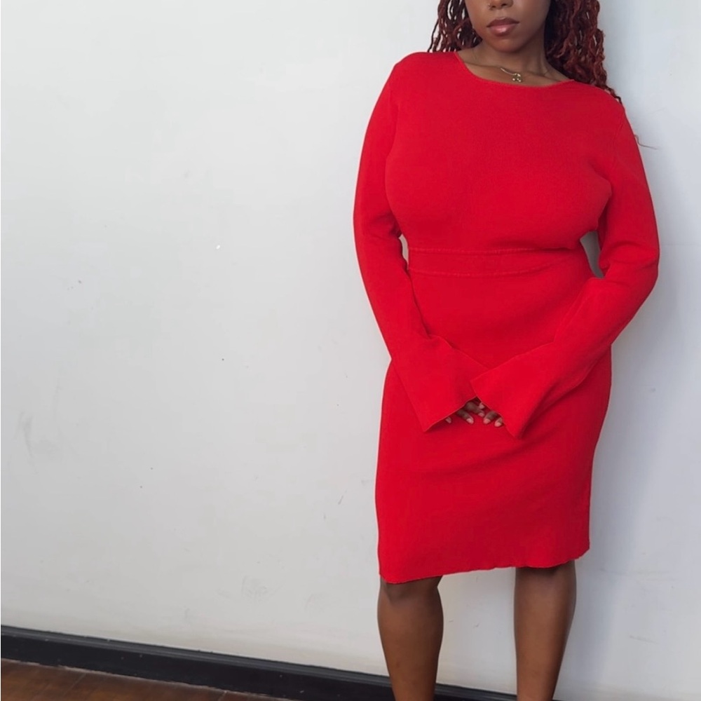 🔵 Side cut out Red Women's Dress